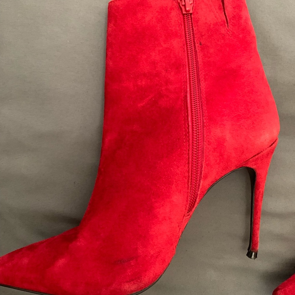 Red felt booties